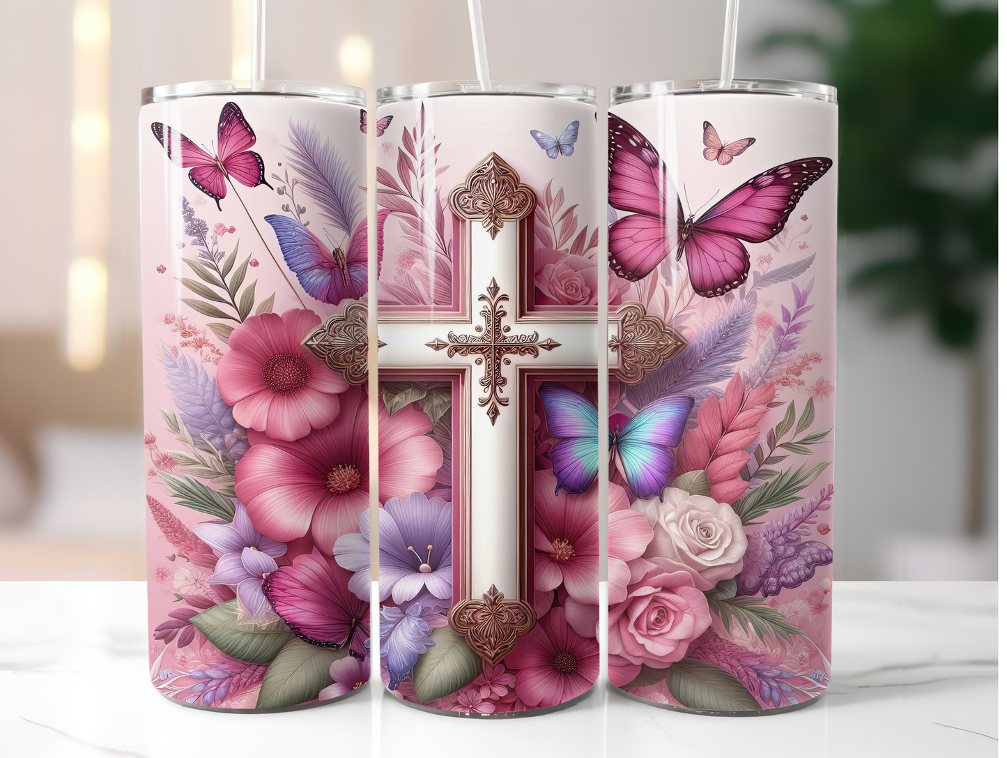 Pink Cross Flower 20 oz