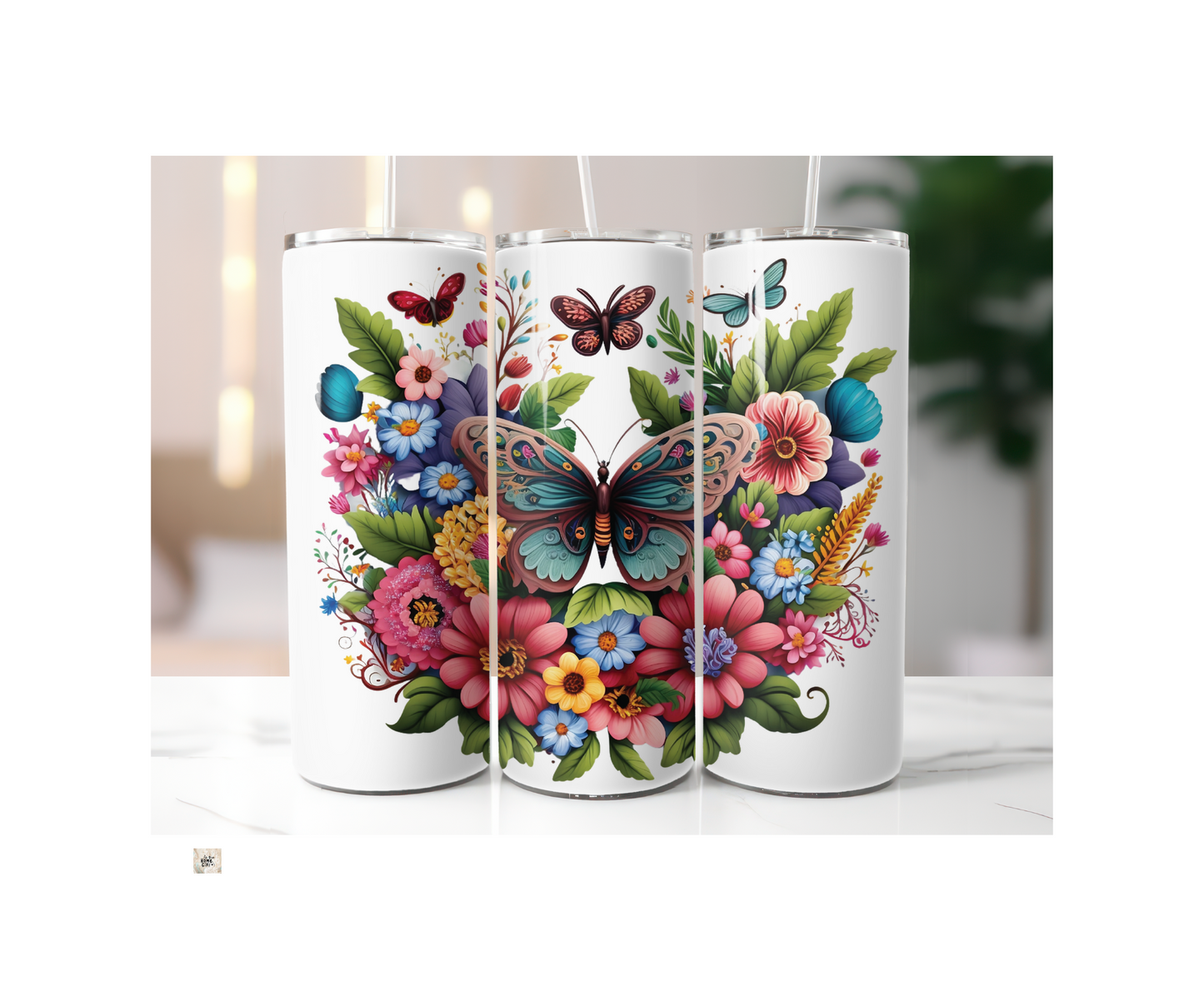 Bright Floral and Butterfly 20 oz