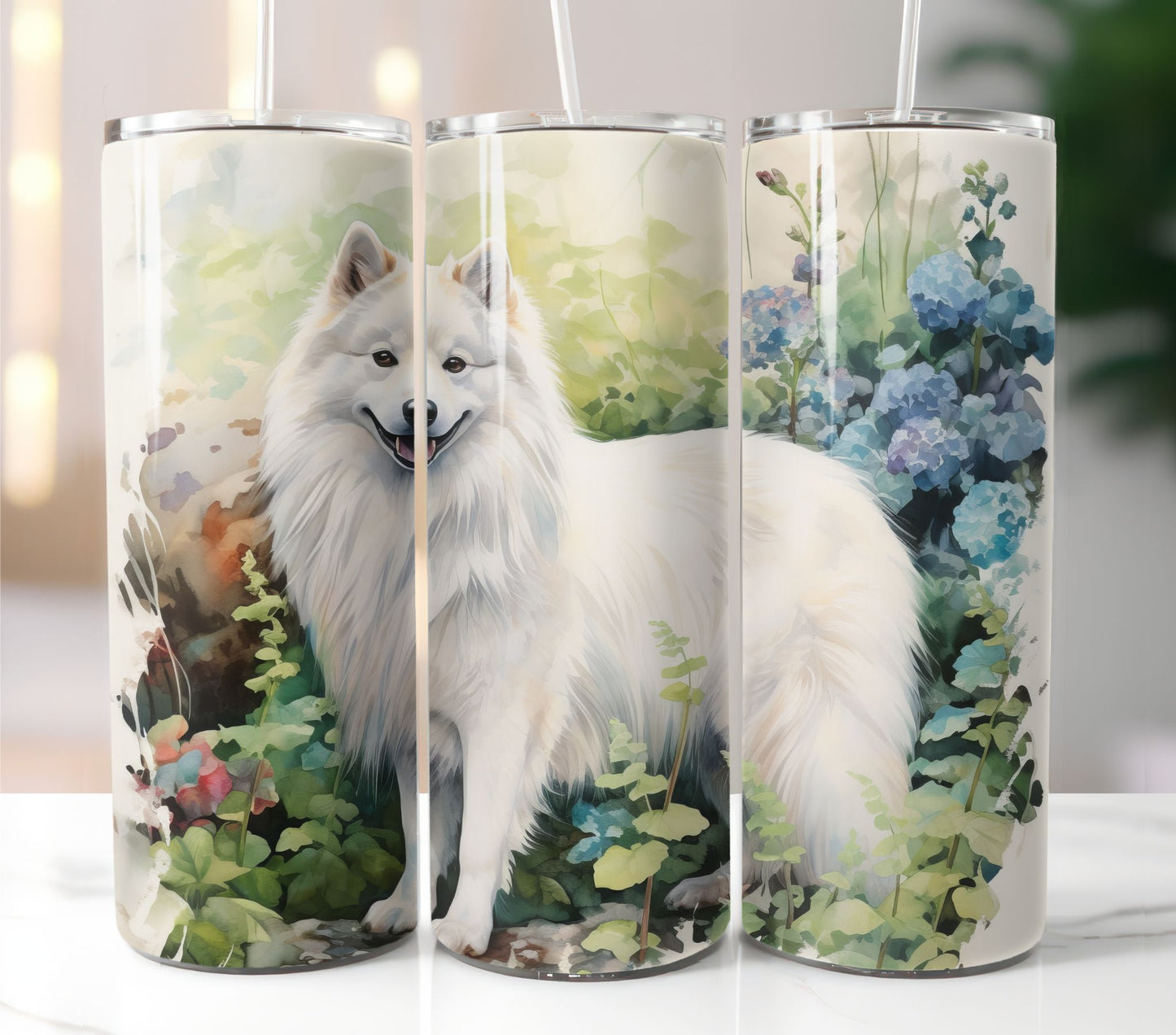 American Eskimo Dog Floral 20 oz