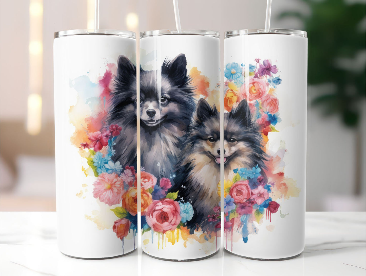 Pomeranian Dog Watercolor 20 oz