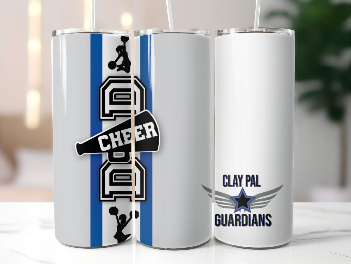 Cheer Tumbler (AVAILABLE in 4 STYLES see photos)  Clay PAL Duo Hydrosport and Clear Lid Tumbler   20 oz