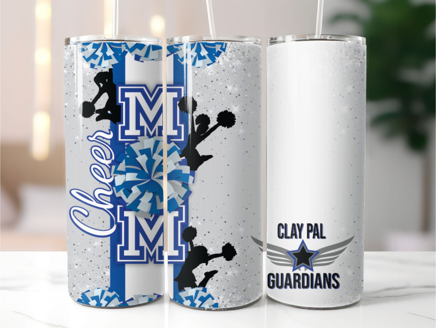 Cheer Tumbler (AVAILABLE in 4 STYLES see photos)  Clay PAL Duo Hydrosport and Clear Lid Tumbler   20 oz