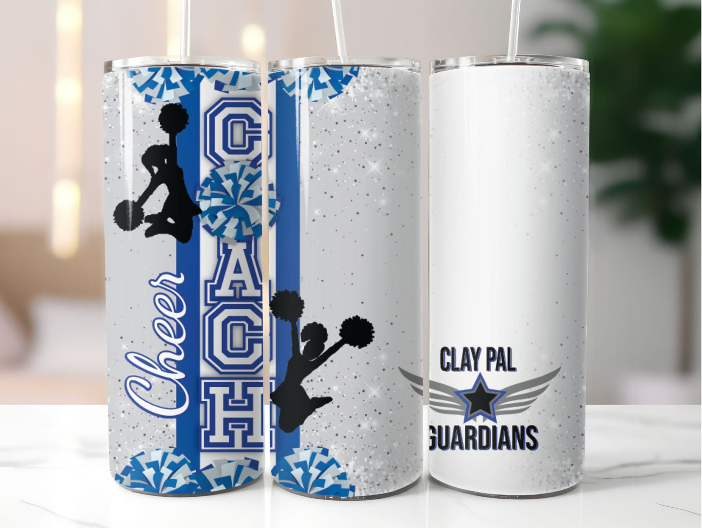 Cheer Tumbler (AVAILABLE in 4 STYLES see photos)  Clay PAL Duo Hydrosport and Clear Lid Tumbler   20 oz