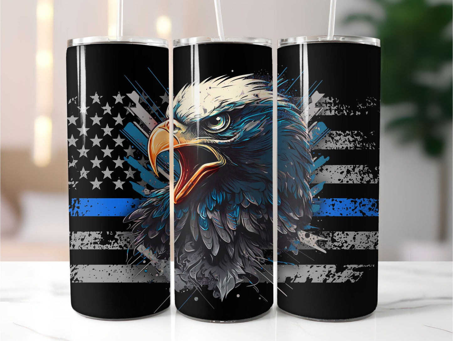 Police Flag Eagle 20 oz