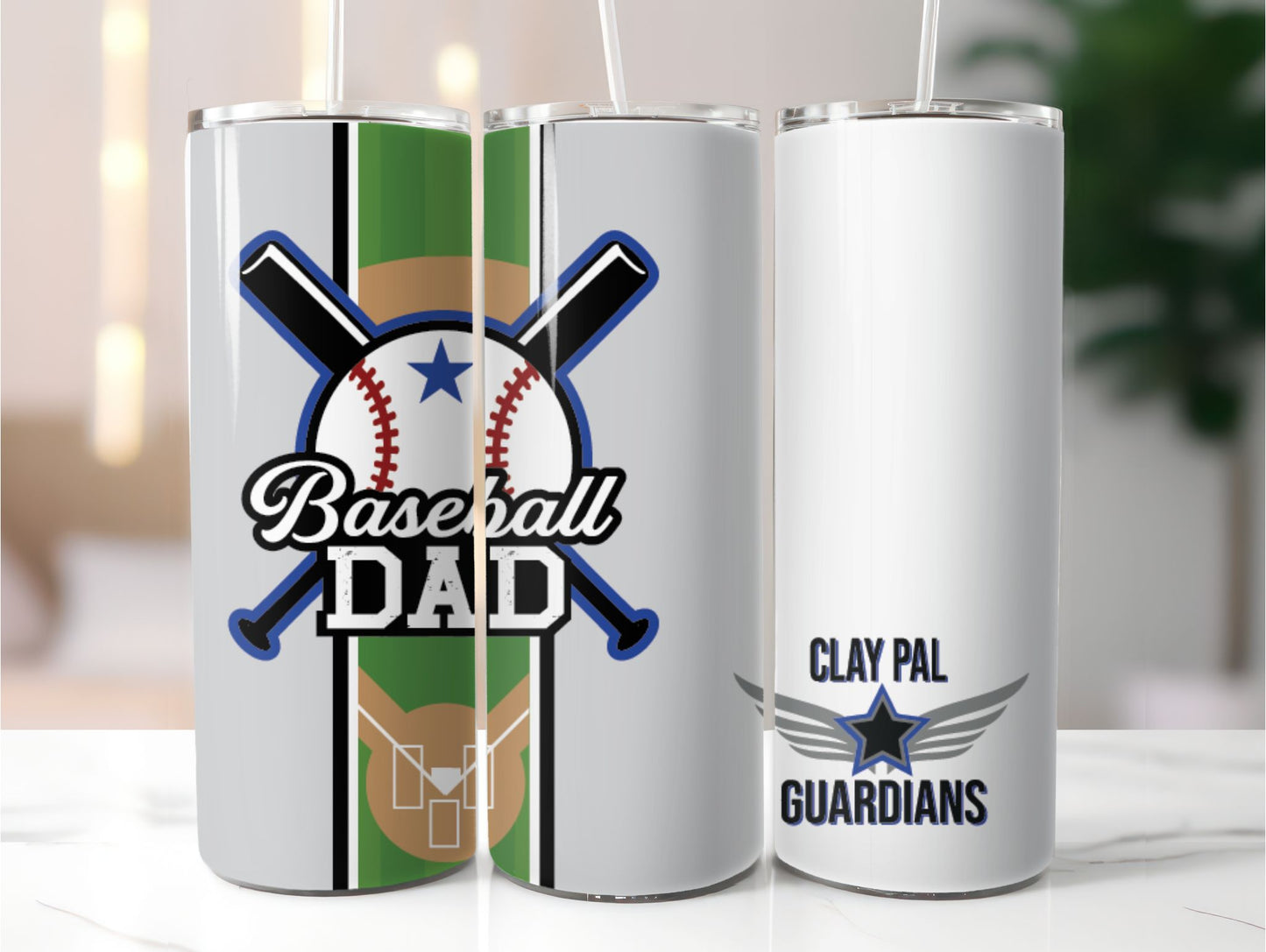 Baseball Tumbler (AVAILABLE in 4 STYLES see photos)  Clay PAL Duo Hydrosport and Clear Lid Tumbler   20 oz