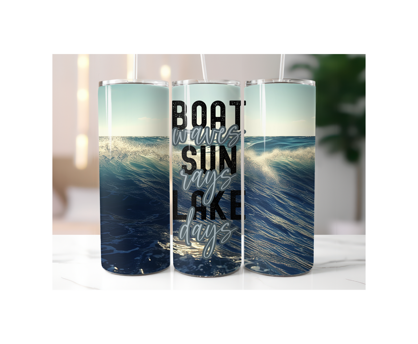 Boat Waves Sun Rays Lake Days 20 oz