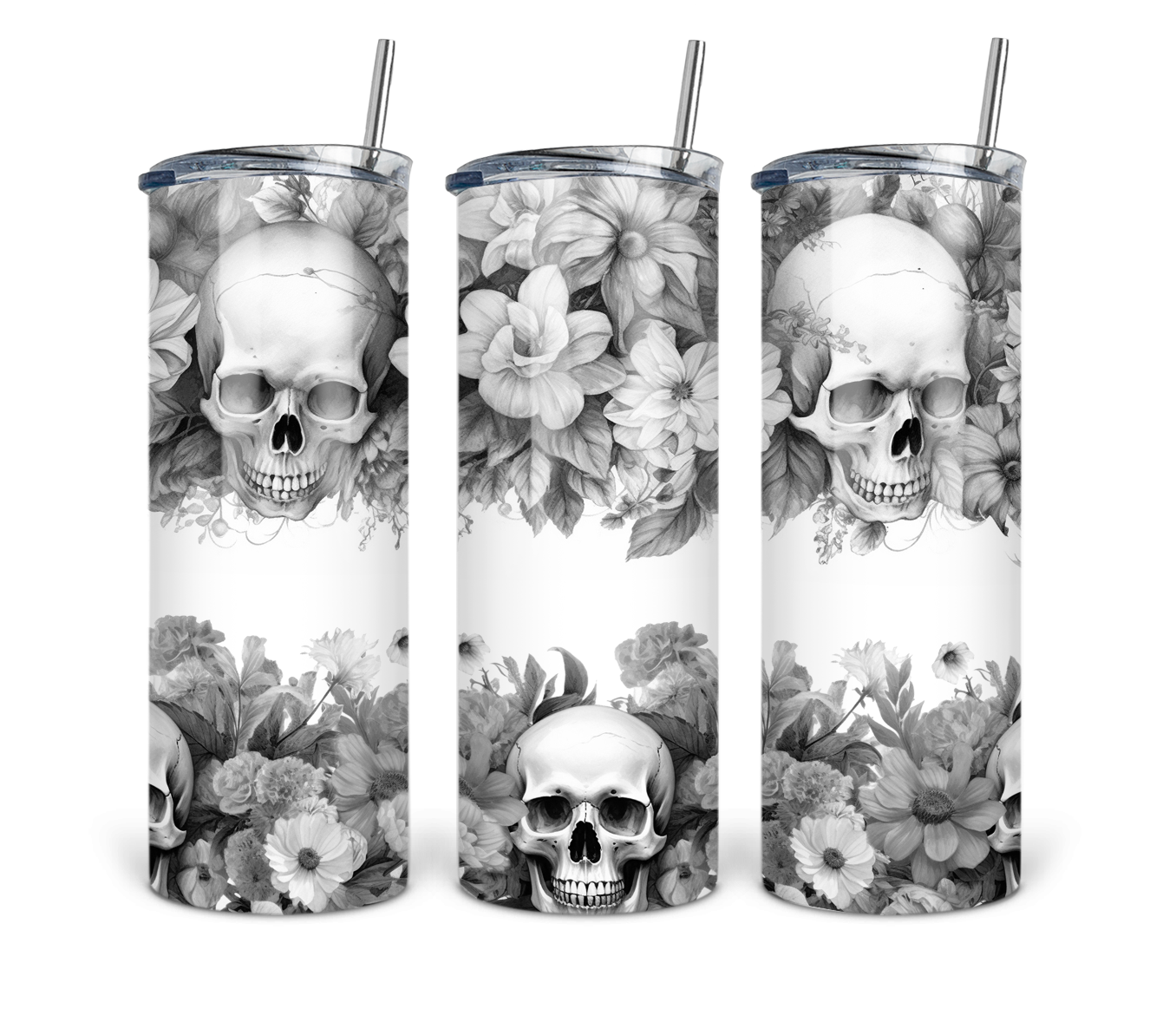 Black and White Skull 20 oz